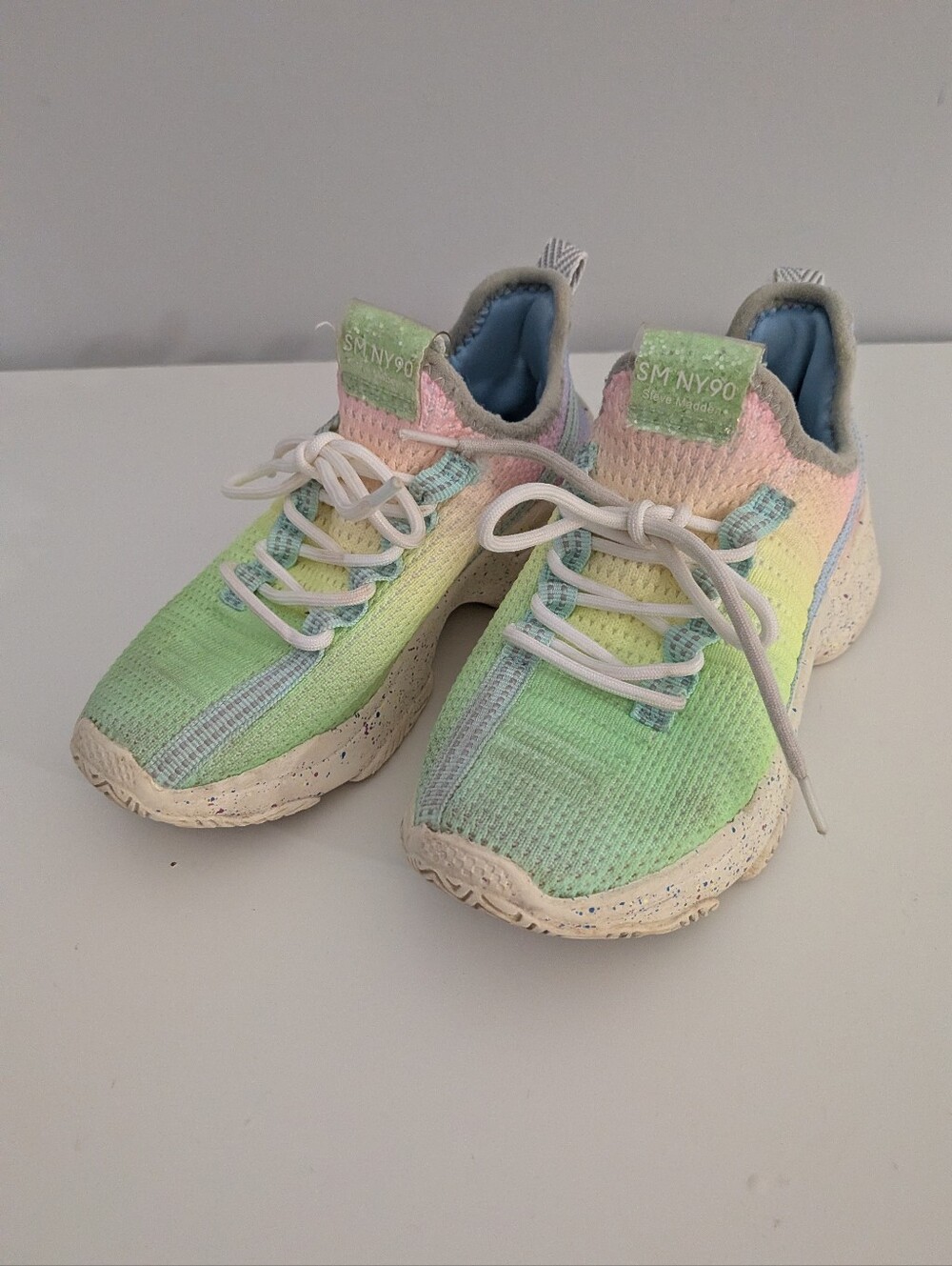 Steve Madden Tmaxima Multi Pastel Ombre Knit Chunky Sneaker Speckled Sole 11M